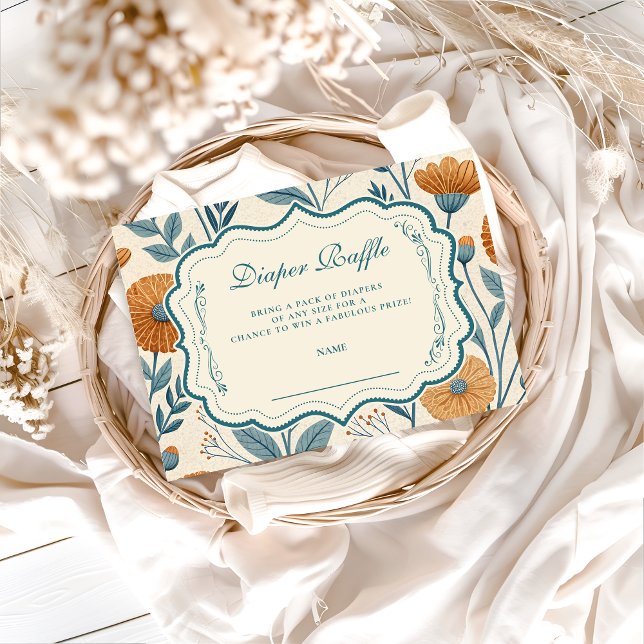 Cartão De Informações Cream Garden Botanical Diapper Raffle (Criador carregado)
