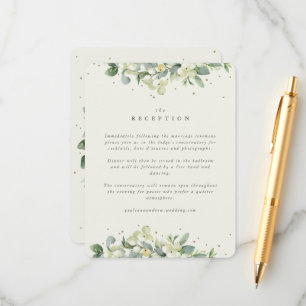 Cartão De Informações Cream Snowberry+Eucalyptus Recepção de casamento