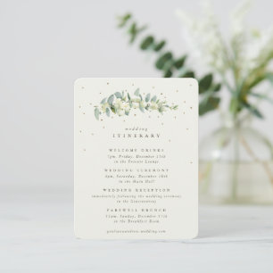 Cartão De Informações Cream Snowberry+Eucalyptus Stem Wedding Itinerário