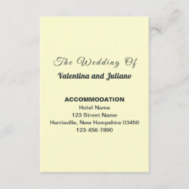 Cartão De Informações Cream Wedding Accommodation Portrait