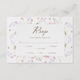 Cartão De Informações Creme de Caligrafia Aquarela Placa RSVP de Flores 