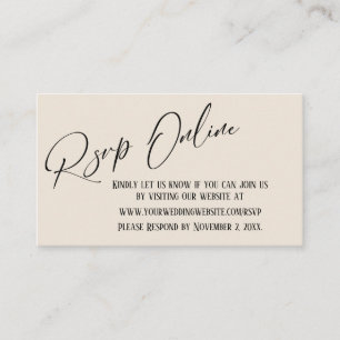 Cartão De Informações Creme de Escrita Manual Elegante Online RSVP de Ca