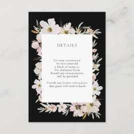 Cartão De Informações Creme e Flores de Aquarela Escamoteadas Detalhes P