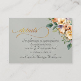 Cartão De Informações Creme Floral, Código QR - Salvia