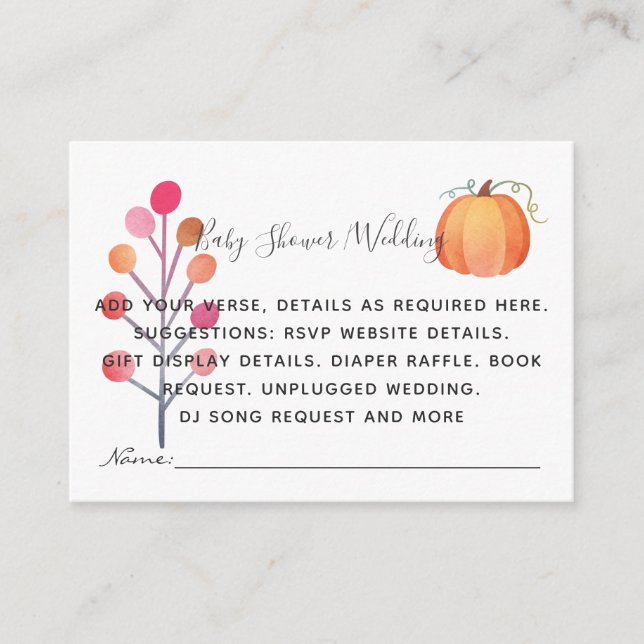 Cartão De Informações Crie Detalhes de Eventos Personalizados - Abóbora  (Frente)