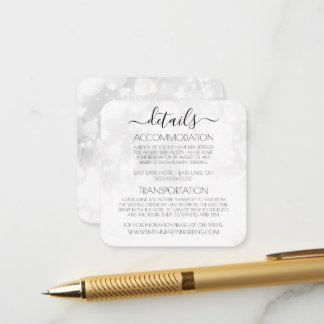 Cartão De Informações Crie Seu Próprio Casamento com Efeito Bokeh Branco