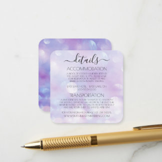 Cartão De Informações Crie Seu Próprio Casamento Etéreo Roxo com Bokeh