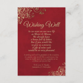 Cartão De Informações Crimson Red & Dourado Casamento de Locais Desejand