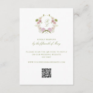 Cartão De Informações Crista de Monograma de Elegância Floral Casamento