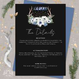 Cartão De Informações Cristais de Lua Flores Boho Casamento Metafísico
