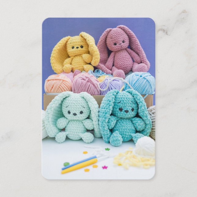 Cartão De Informações Crochet Bunny Friends – Cozy Yarn Community (Frente)