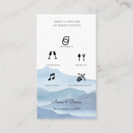 Cartão De Informações Cronograma de Casamento com Aquarela Azul Moderna