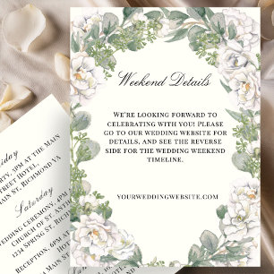Cartão De Informações Cronograma de Casamento Floral Marfim e Verde Sage