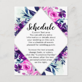 Cartão De Informações Cronograma de casamento Floral Violet Diamond Enca
