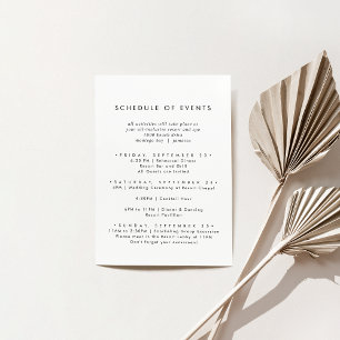 Cartão De Informações Cronograma de Eventos de Fim de Semana de Casament