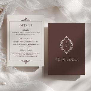 Cartão De Informações Cume Oval Crest Old Money Castanho Detalhes Casame