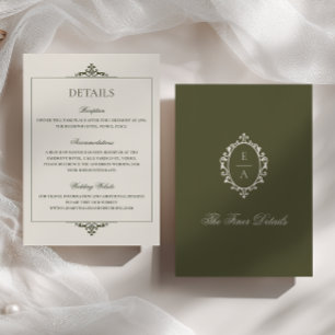Cartão De Informações Cume Oval Crest Old Money Verde Detalhes do Casame