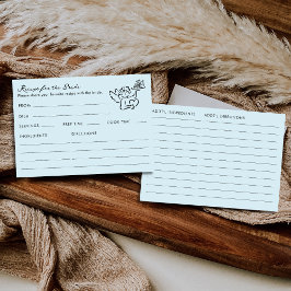 Cartão De Informações Cupid Blue Bridal Shower Recipe For The Bride