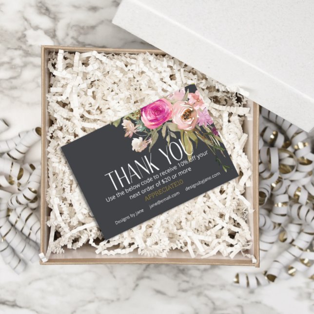 Cartão De Informações Cupom Para Pequenas Empresas Dusty Rosa Floral Obr (Criador carregado)