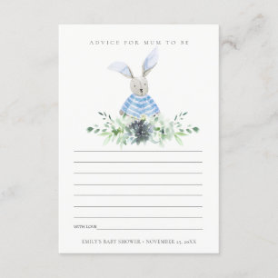 Cartão De Informações Cute Blue Bunny Foliage Aconselhamento para Chá de