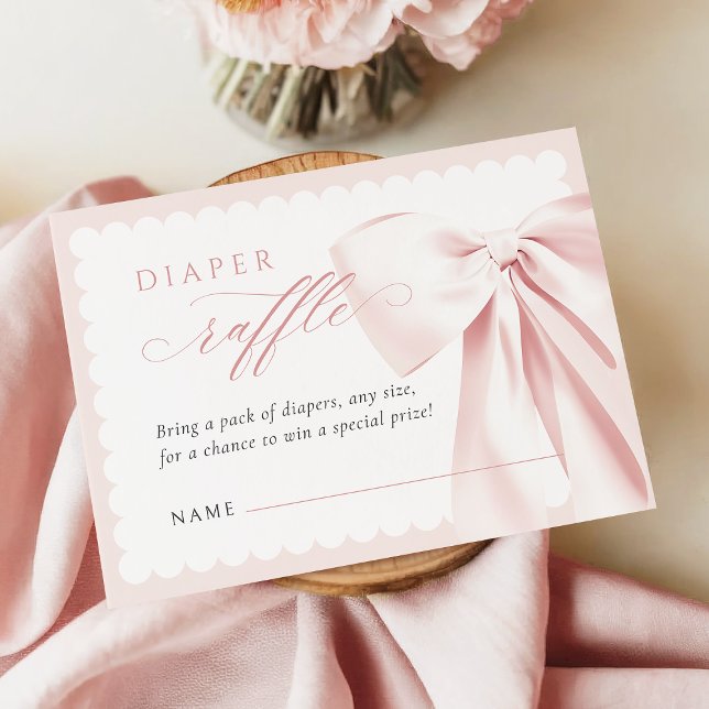 Cartão De Informações Cute Bow Diaper Raffle (Criador carregado)