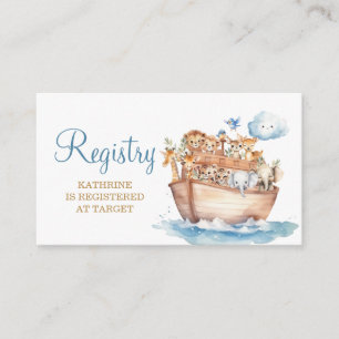 Cartão De Informações Cute Boy Noah's Ark Animal Chá de fraldas Registry