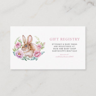 Cartão De Informações Cute Bunny Floral Wreath Chá de fraldas