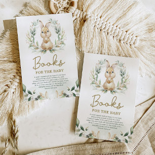 Cartão De Informações Cute Bunny Rabbit Greenery Wreath Livros para Bebê