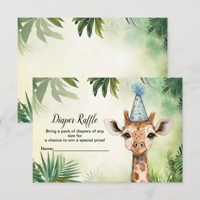 Cartão De Informações Cute Giraffe Jungle Baby Shower Party Beautiful (Frente/Verso)