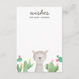 Cartão De Informações Cute Llama Baby Shower Wishes | Alpaca Activity