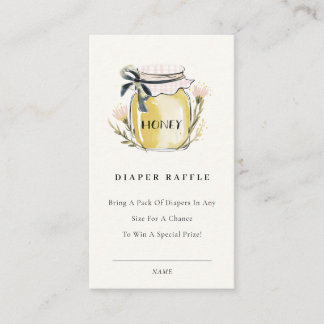 Cartão De Informações Cute Pastel  Honey Jar Diaper Raffle Baby Shower