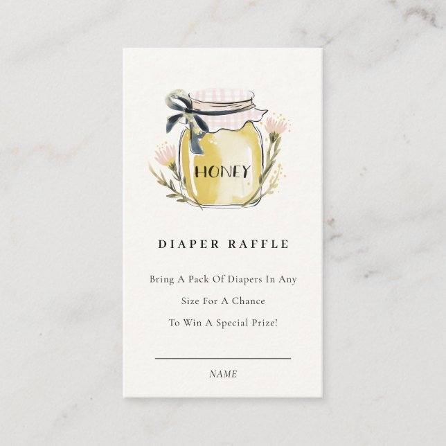 Cartão De Informações Cute Pastel  Honey Jar Diaper Raffle Baby Shower (Frente)