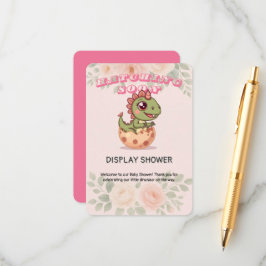 Cartão De Informações Cute Pink Dino Hatching Soon