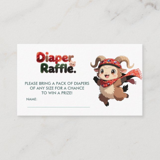 Cartão De Informações Cute Ram Winter Diaper Raffle Card (Frente)