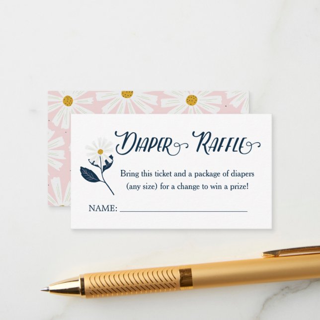 Cartão De Informações Cute Scandi Daisy Fralda Raffle Ticket C (Frente/Verso In Situ)