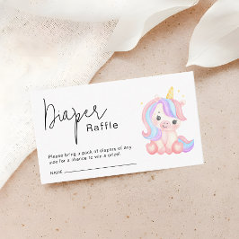 Cartão De Informações Cute Unicorn Baby Shower Diaper Raffle Ticket