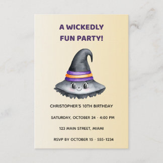 Cartão De Informações Cute Witch Hat Halloween Birthday Reception Card