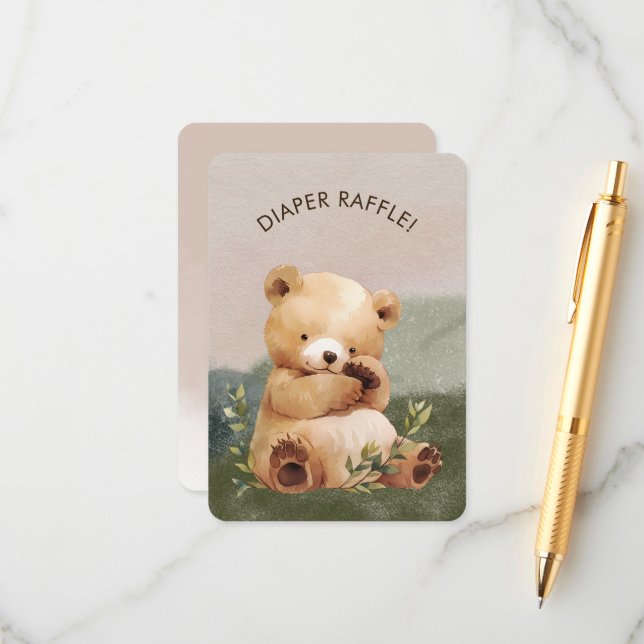 Cartão De Informações Cutie Bear Bear Fralda Raffle (Frente/Verso In Situ)