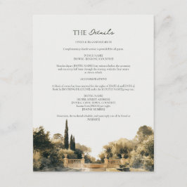 Cartão De Informações Cypress Italian Garden Terrace Wedding Details