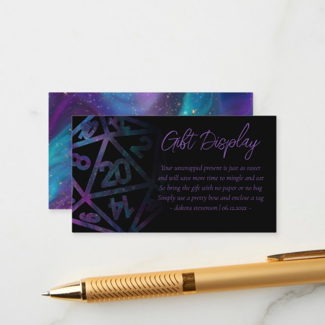 Cartão De Informações Dados de RPG | Presente de Nebula Fantasy para Mes (Frente/Verso In Situ)