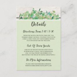 Cartão De Informações Dados / Direções da Madeira e Eucalyptus