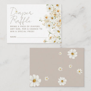 Cartão De Informações Daisy Boho Wildflower Chá de fraldas Fralda Raffle