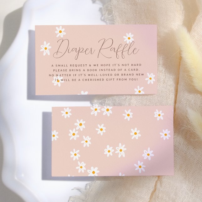 Cartão De Informações Daisy Flores Boho Rosa Floral Chás de Bebê (Criador carregado)
