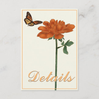 Cartão De Informações Dália Borboleta Monarca Detalhes Marfim