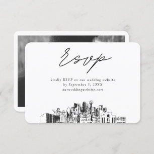Cartão De Informações Dallas Wedding Minimalist Sketch RSVP