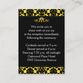 Cartão De Informações Damasco amarelo e preto na placa de gabinete da li