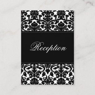 Cartão De Informações Damasco preto e branco na placa de gabinete da lin