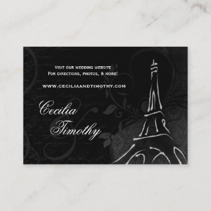 Cartão De Informações Damask Parisienne: Site de Casamento Negro e Branc