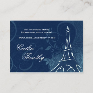 Cartão De Informações Damask Parisienne: Site de Noivado Safira Azul