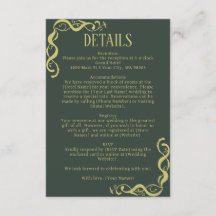 Dark Green Chartreuse Art Nouveau Elegant Wedding